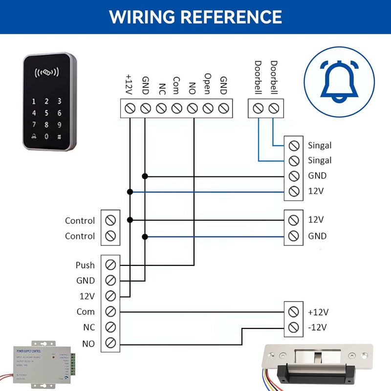 WIRELEL 2025 Upgraded Signal Feedback Heavy Duty Electric Door Strike Lock for Door Access Control System Fail-Secure Fail-Safe Adjustable Access Control Beveled Locksets (Supports12VDC),Black - Image 5